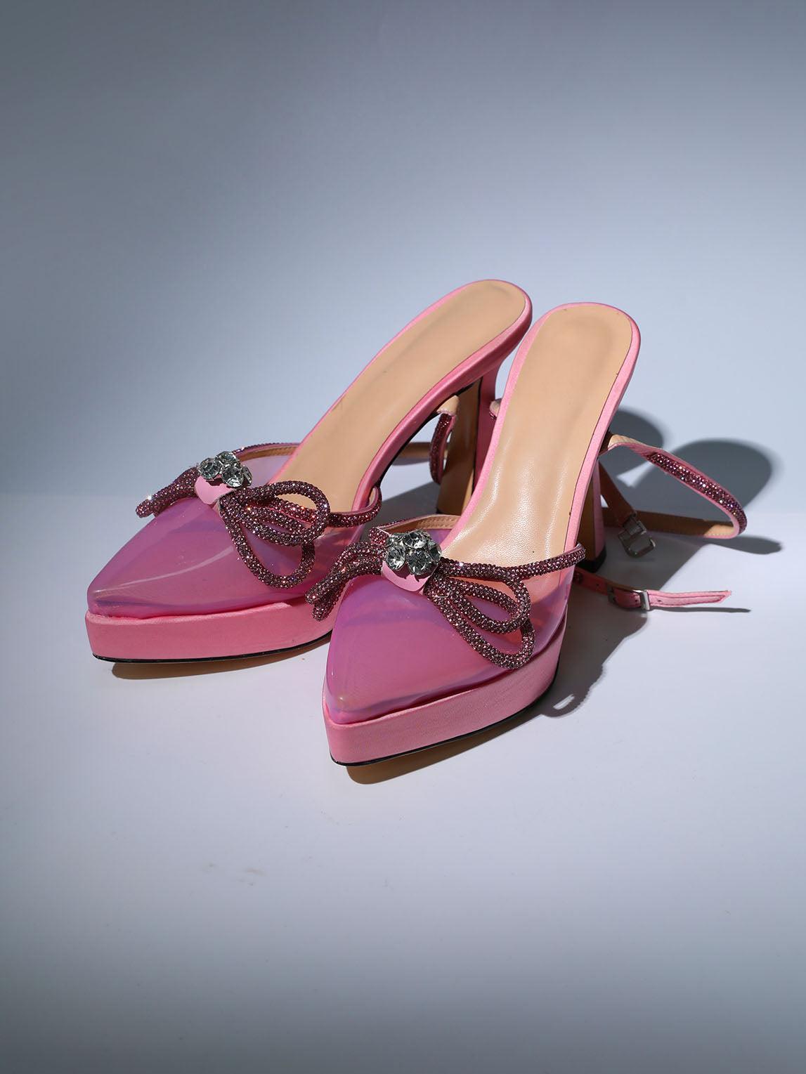Anouk Bow Crystal Heels In Pink-Mix MIx Style
