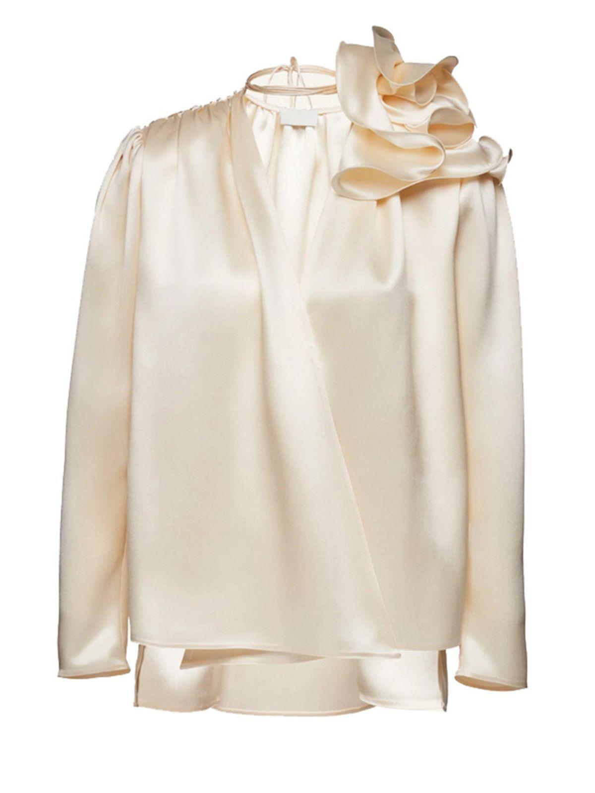 Anoushka Satin Flower Embellished Blouse-Mix MIx Style