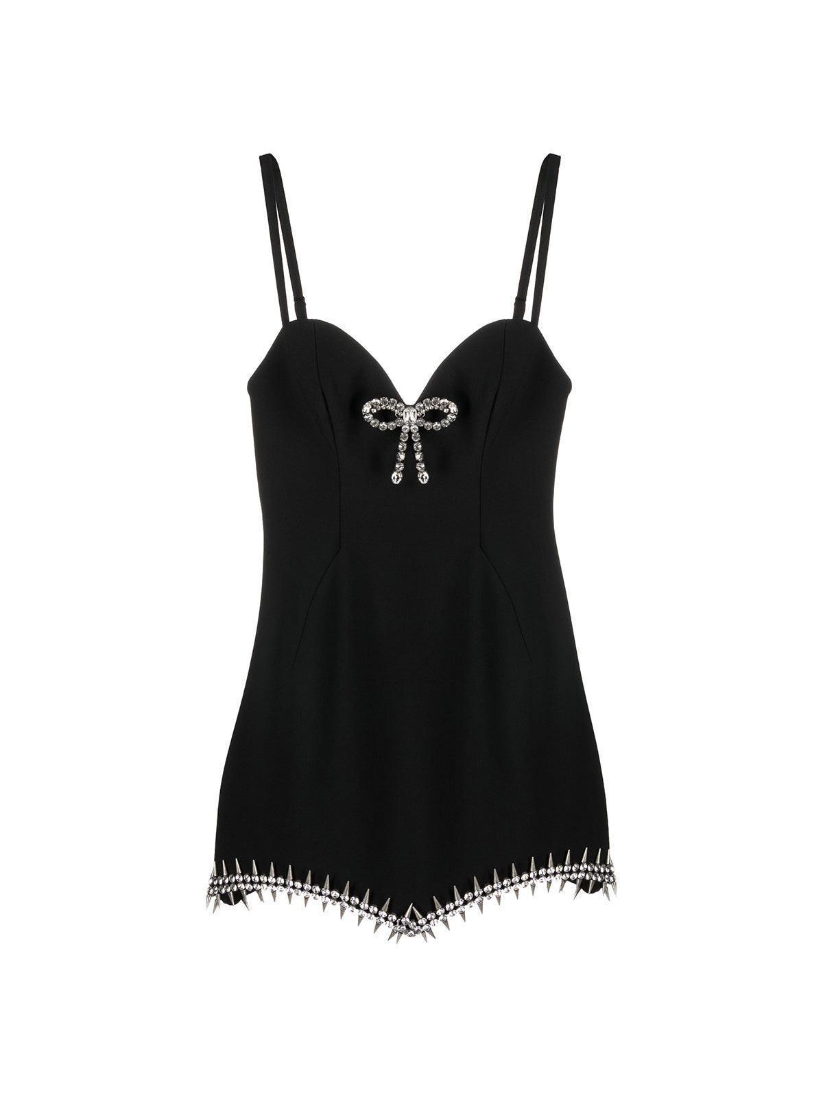 Spaghetti Embellished Bandage Mini Dress In Black | Mix Mix Style [Hot Seller]-Mix MIx Style