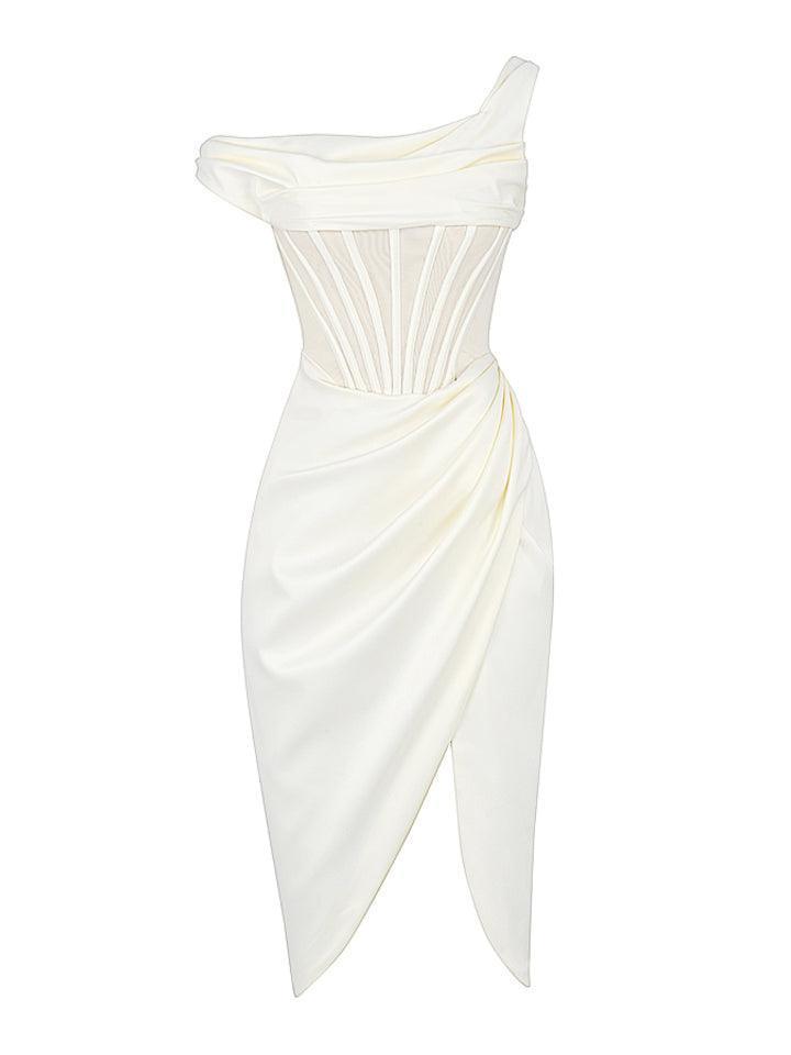Ariella Satin Corset Dress In Ivory-Mix MIx Style