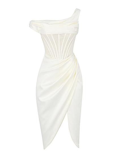 Ariella Satin Corset Dress In Ivory-Mix MIx Style