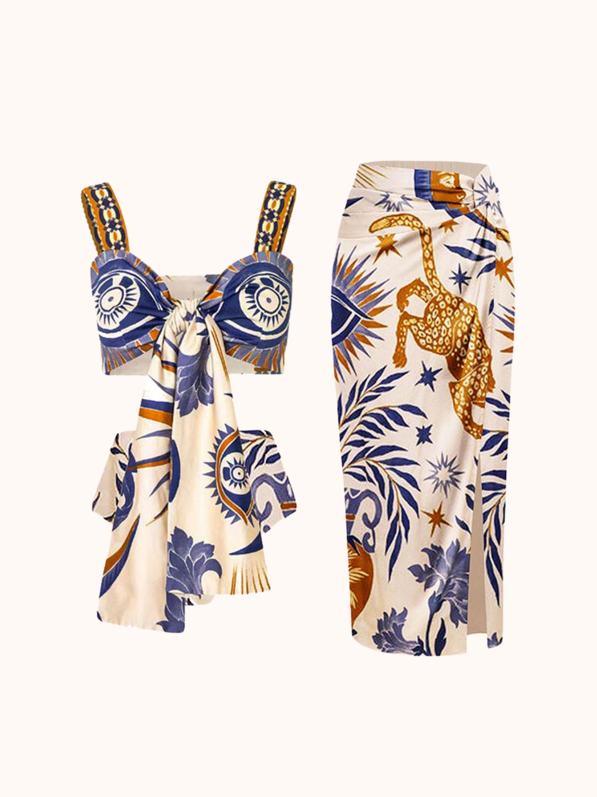 Multicolor Printed Bikini Three Piece Set | Mix Mix Style-Mix MIx Style