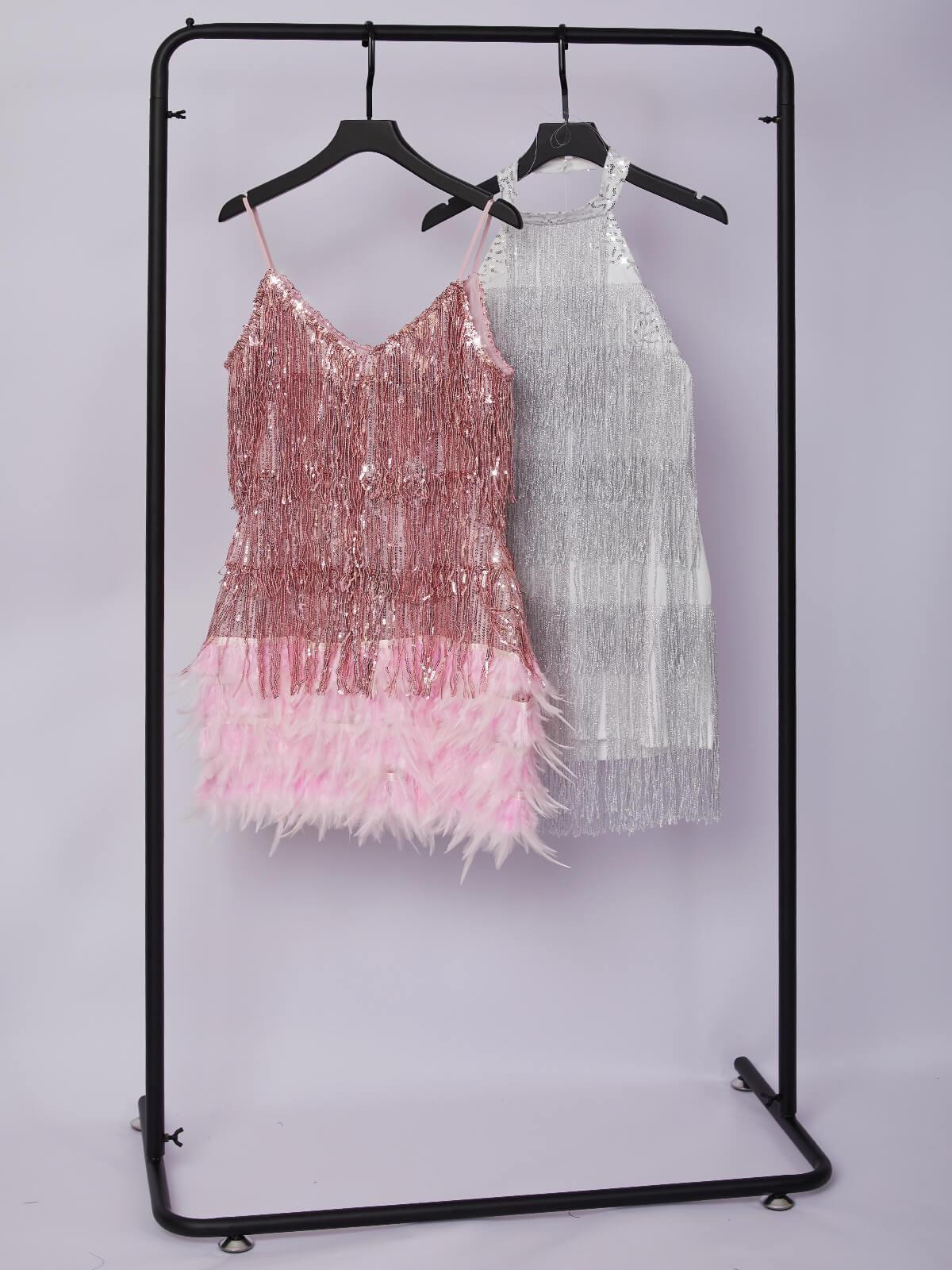 Austyn Tassel Feather Mini Dress In Pink-Mix MIx Style