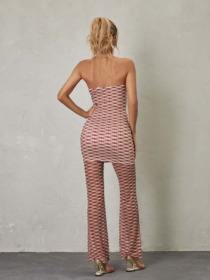 Brown Mesh Stripe Pants | Mix Mix Style [Hot Seller]-Mix MIx Style