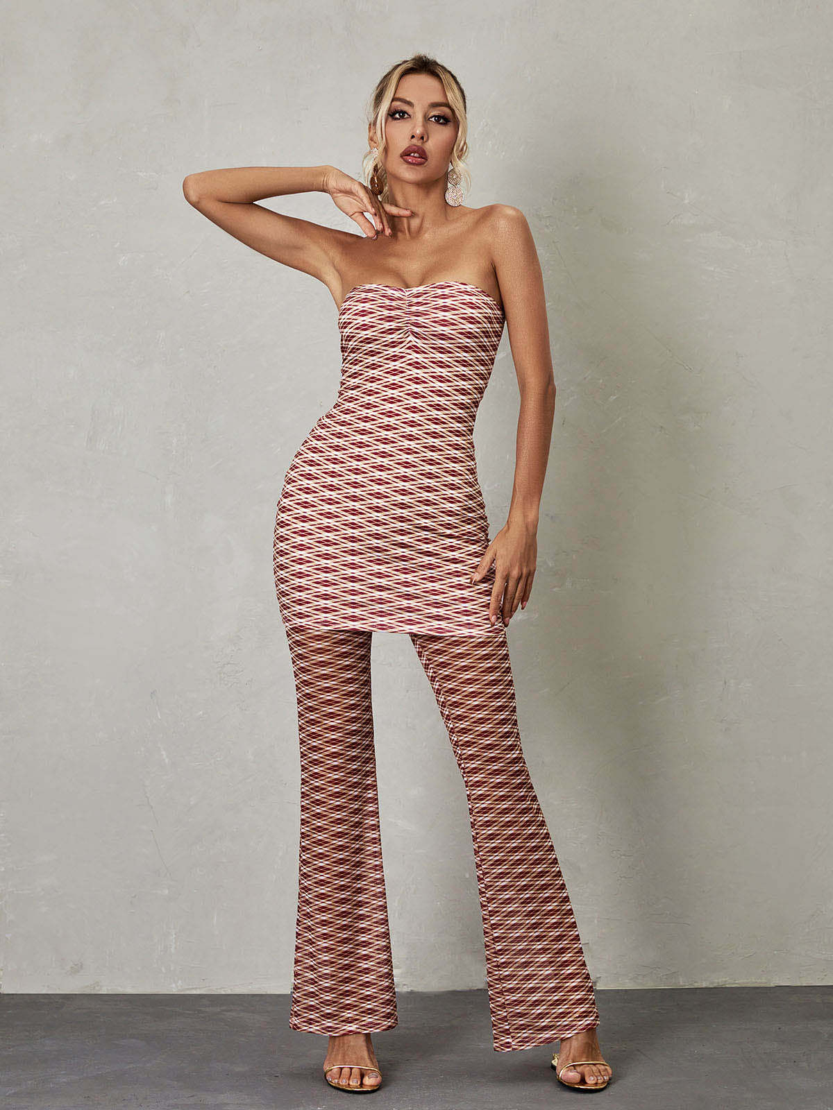 Brown Mesh Stripe Pants | Mix Mix Style [Hot Seller]-Mix MIx Style