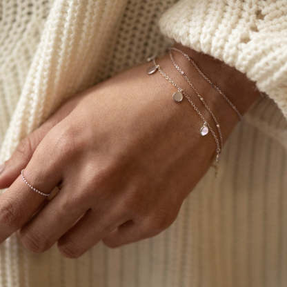 Round Disc 18K White Gold Dangle Bracelet | Mix Mix Style [Hot Seller]-Mix MIx Style