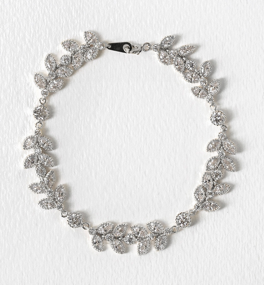 Leaf Eternity 18K White Gold Bracelet | Mix Mix Style [Hot Seller]-Mix MIx Style