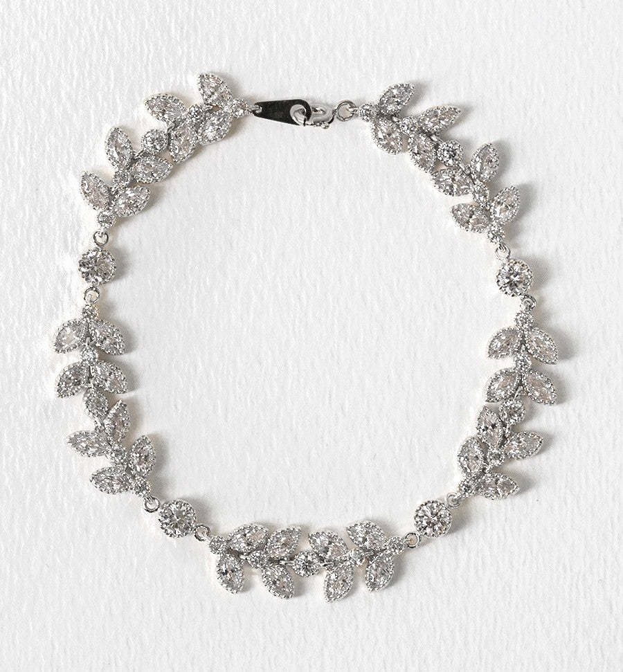 Leaf Eternity 18K White Gold Bracelet | Mix Mix Style [Hot Seller]-Mix MIx Style
