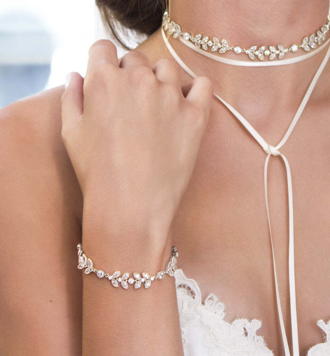 Leaf Eternity 18K White Gold Bracelet | Mix Mix Style [Hot Seller]-Mix MIx Style