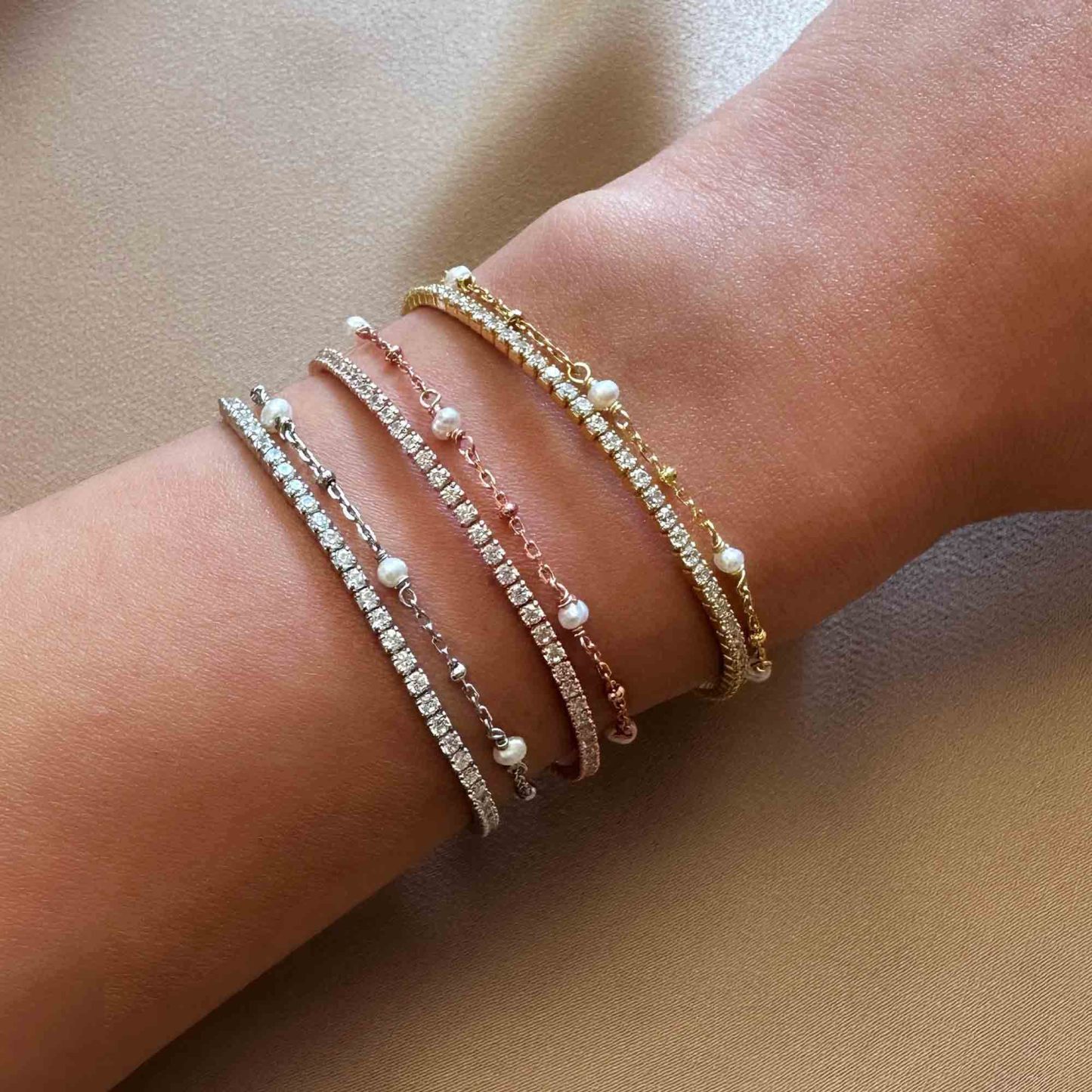 Perla Dainty 18K White Gold Bracelet | Mix Mix Style [Hot Seller]-Mix MIx Style