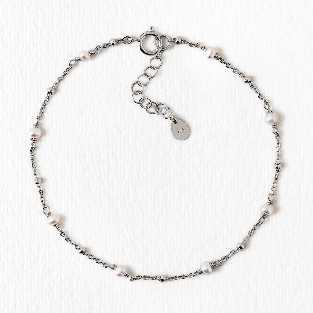 Perla Dainty 18K White Gold Bracelet | Mix Mix Style [Hot Seller]-Mix MIx Style