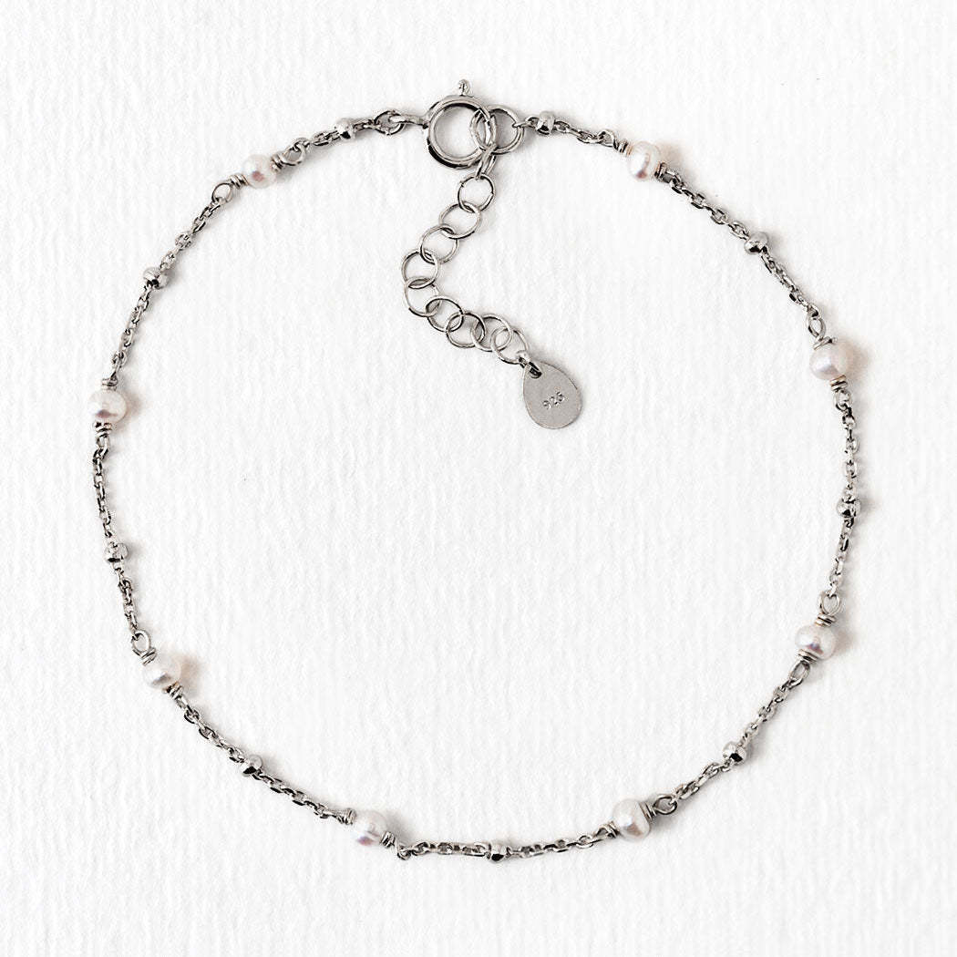 Perla Dainty 18K White Gold Bracelet | Mix Mix Style [Hot Seller]-Mix MIx Style