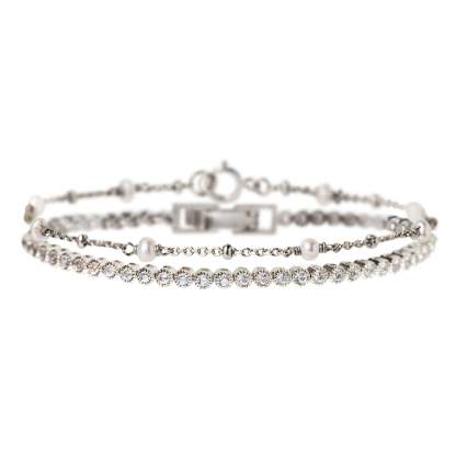 Tennis & Perla 18K White Gold Bracelet Set | Mix Mix Style [Hot Seller]-Mix MIx Style