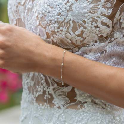 Perla Dainty 18K White Gold Bracelet | Mix Mix Style [Hot Seller]-Mix MIx Style