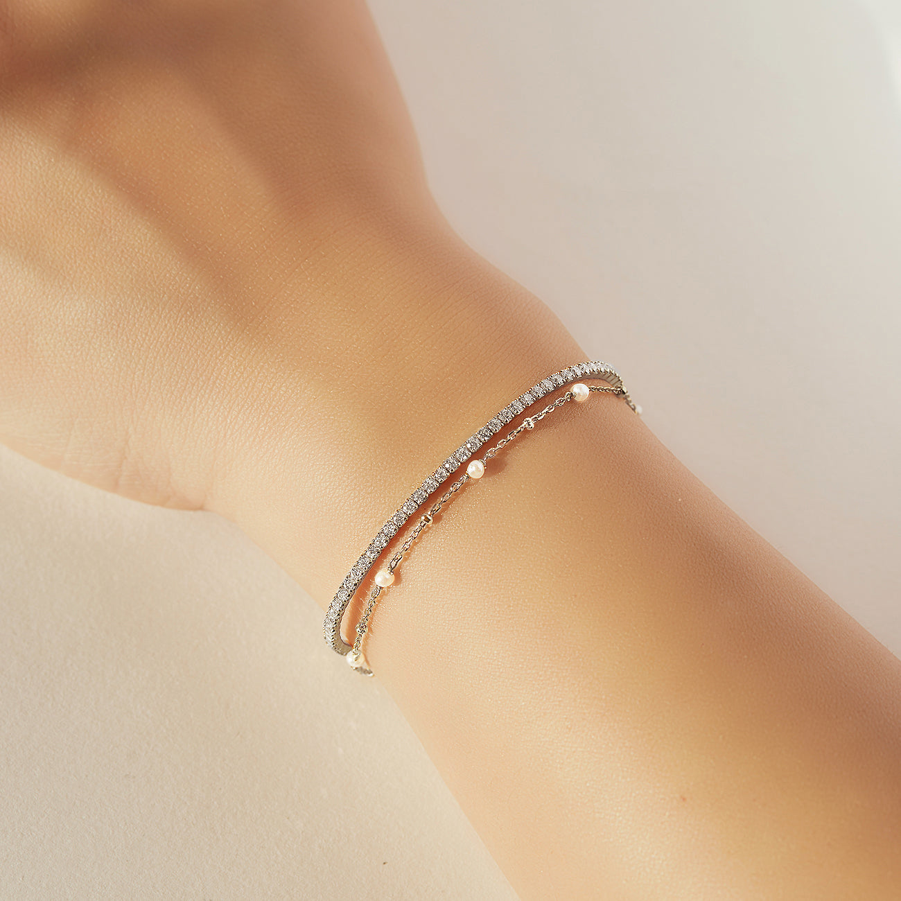 Dainty Crystal Line 18k White Gold Bracelet | Mix Mix Style [Hot Seller]-Mix MIx Style