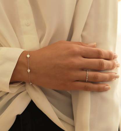 Round Disc 18K White Gold Bracelet | Mix Mix Style [Hot Seller]-Mix MIx Style