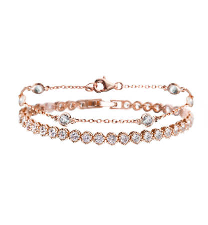 Crystal & Regal Tennis Bracelets 18K Rose Gold Plated Set | Mix Mix Style [Hot Seller]-Mix MIx Style