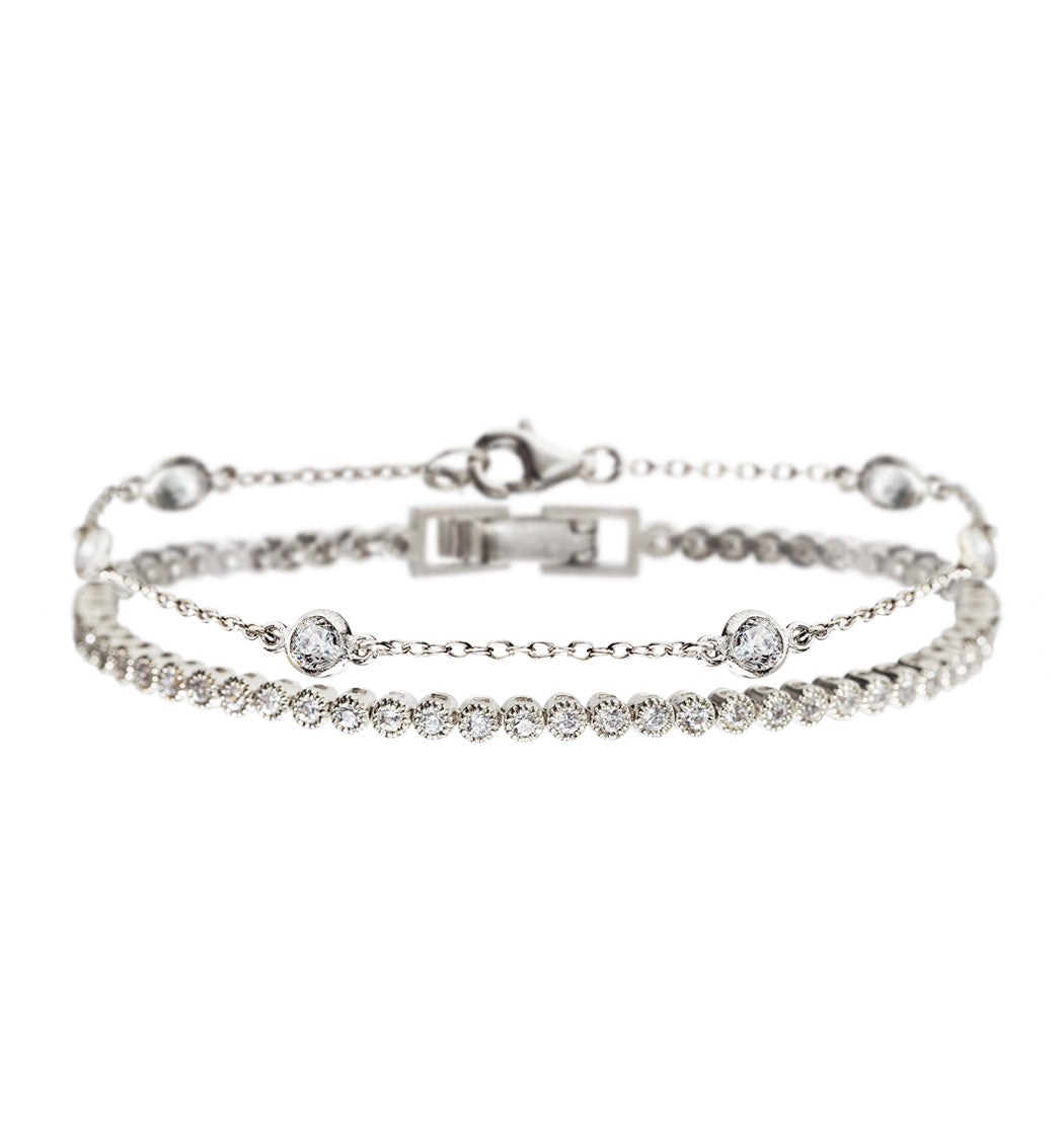 Petite Tennis 18K White Gold Bracelets | Mix Mix Style [Hot Seller]-Mix MIx Style