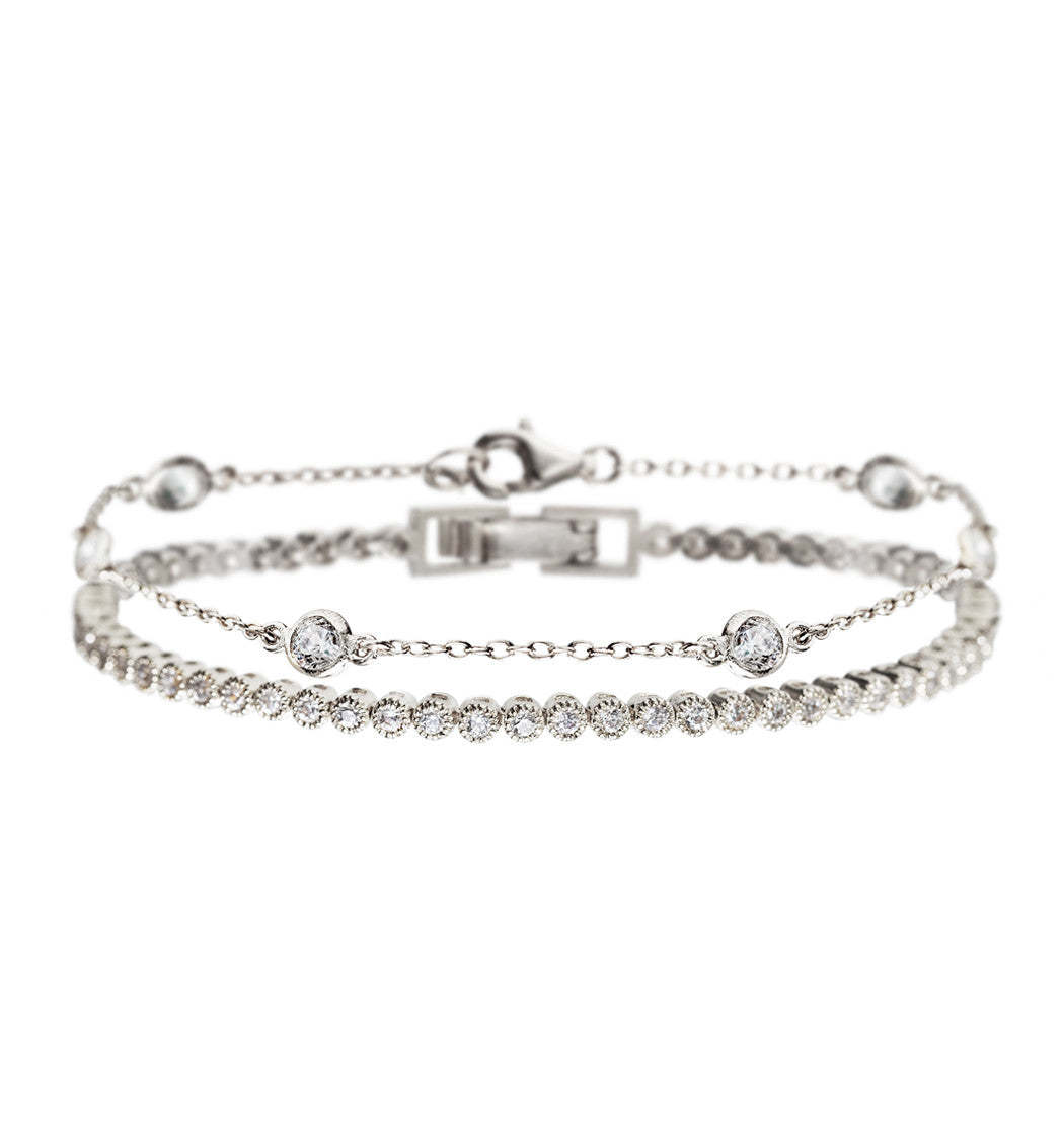 Petite Tennis 18K White Gold Bracelets | Mix Mix Style [Hot Seller]-Mix MIx Style