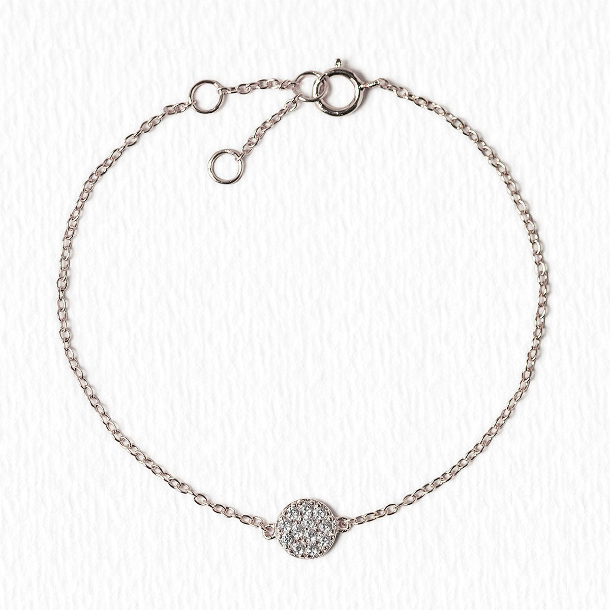 Petite Pave Disc 18K White Gold  Bracelet | Mix Mix Style [Hot Seller]-Mix MIx Style
