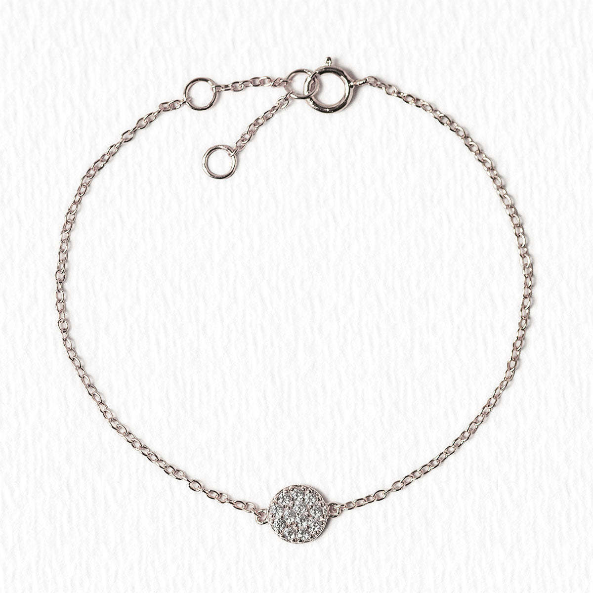 Petite Pave Disc 18K White Gold  Bracelet | Mix Mix Style [Hot Seller]-Mix MIx Style