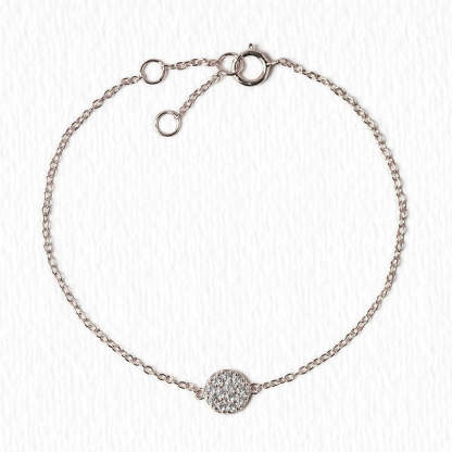 Petite Pave Disc 18K White Gold  Bracelet | Mix Mix Style [Hot Seller]-Mix MIx Style