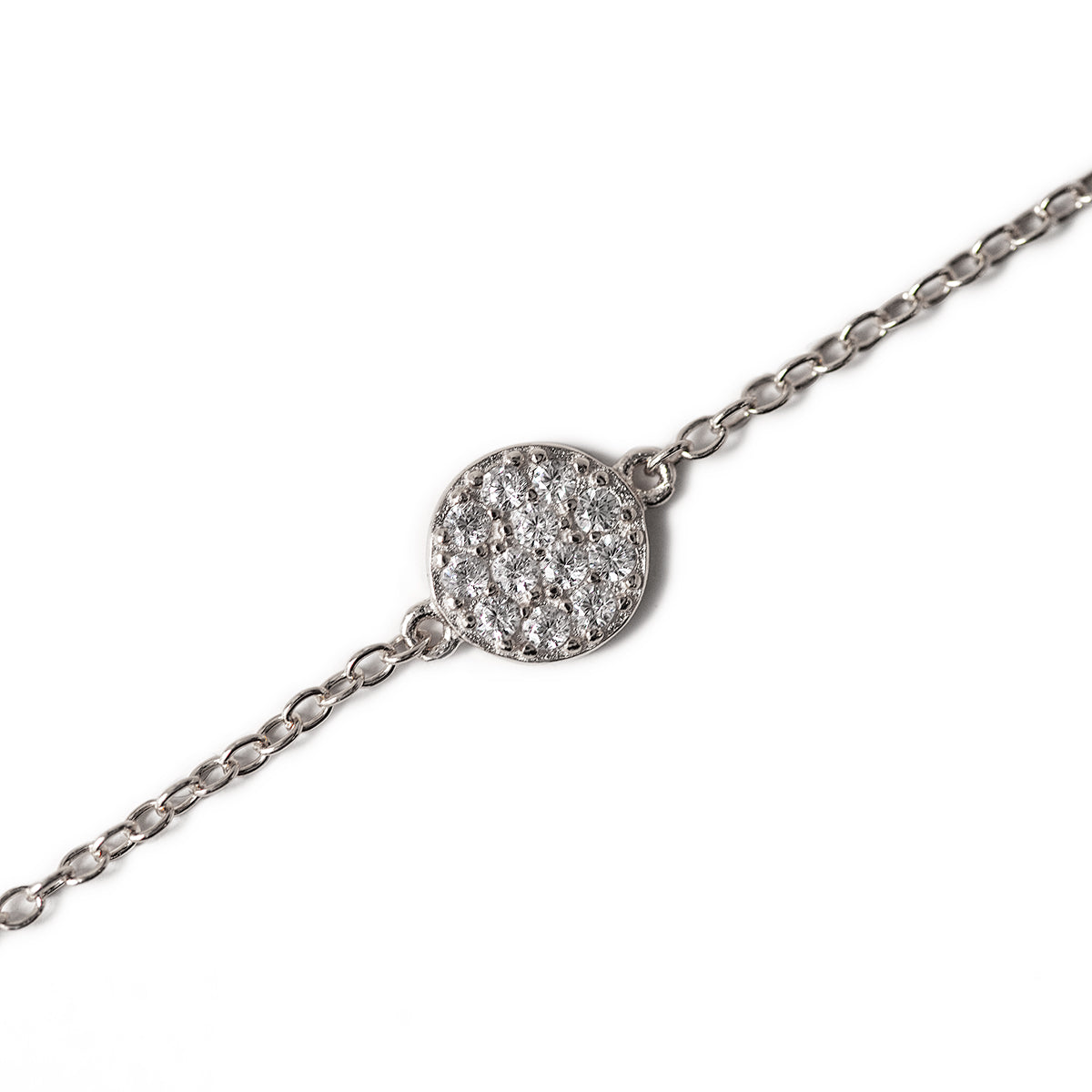 Petite Pave Disc 18K White Gold  Bracelet | Mix Mix Style [Hot Seller]-Mix MIx Style
