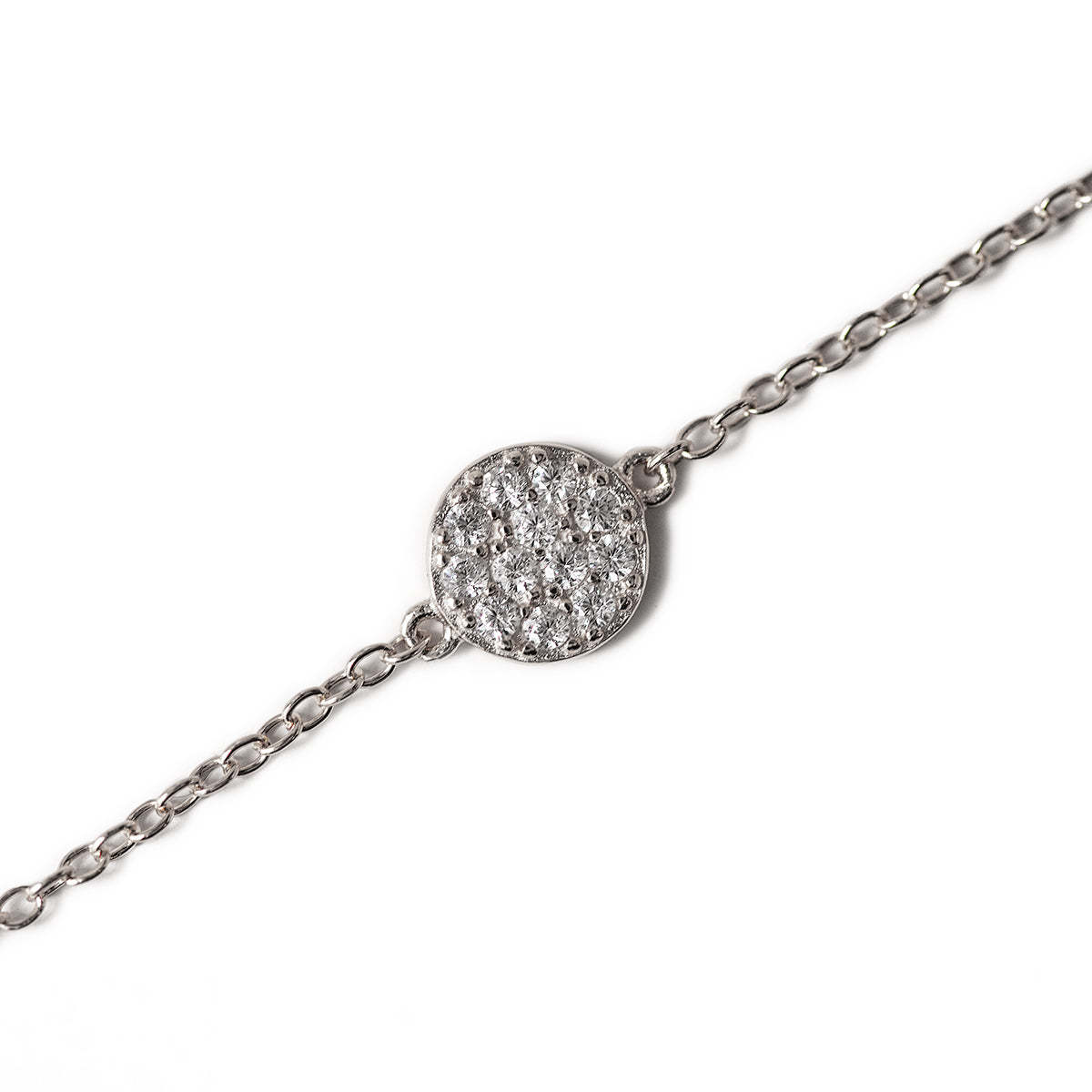 Petite Pave Disc 18K White Gold  Bracelet | Mix Mix Style [Hot Seller]-Mix MIx Style