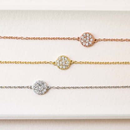 Petite Pave Disc 18K White Gold  Bracelet | Mix Mix Style [Hot Seller]-Mix MIx Style