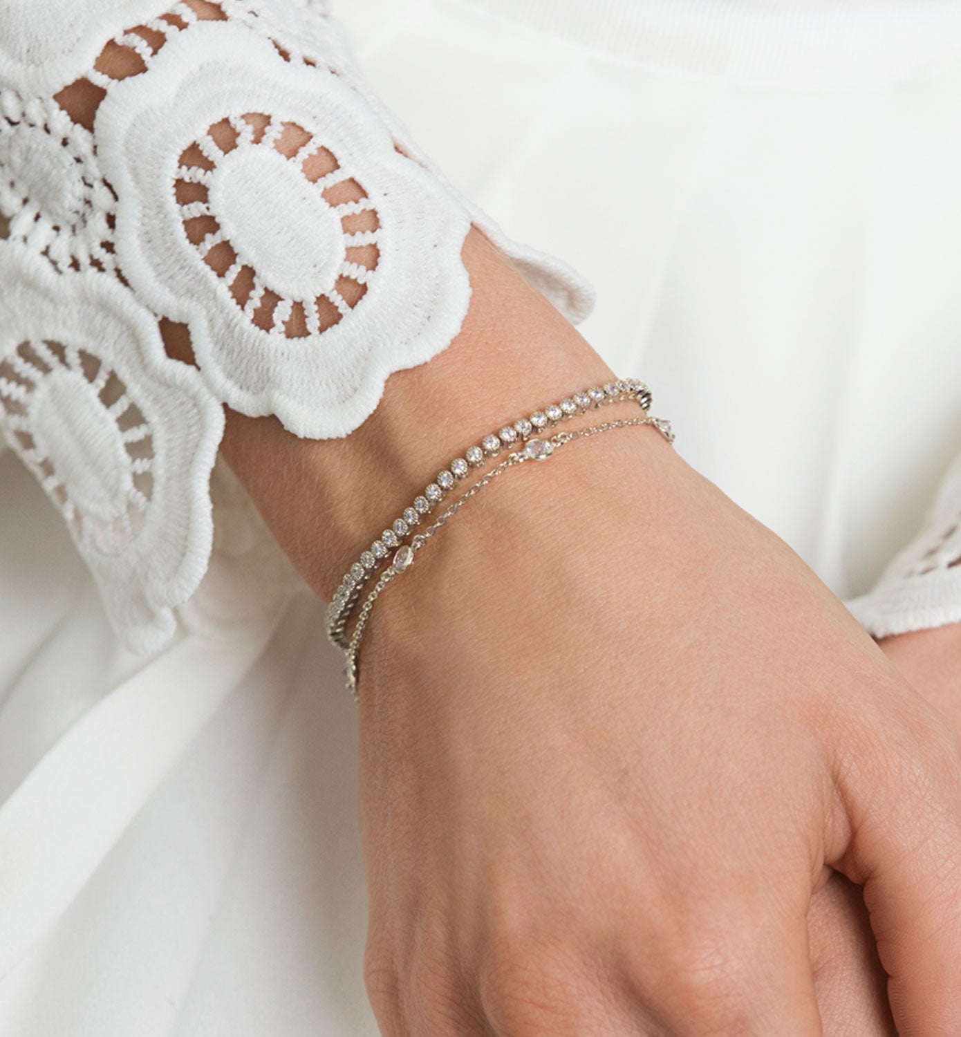Crystal Chain 18K White Gold Bracelet | Mix Mix Style [Hot Seller]-Mix MIx Style