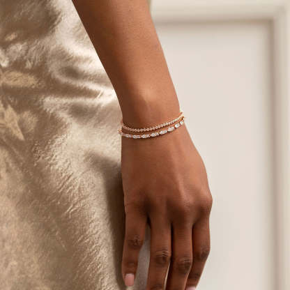 Regal Petite & Mosaic Tennis 18K Rose Gold Plated Bracelets Set | Mix Mix Style [Hot Seller]-Mix MIx Style