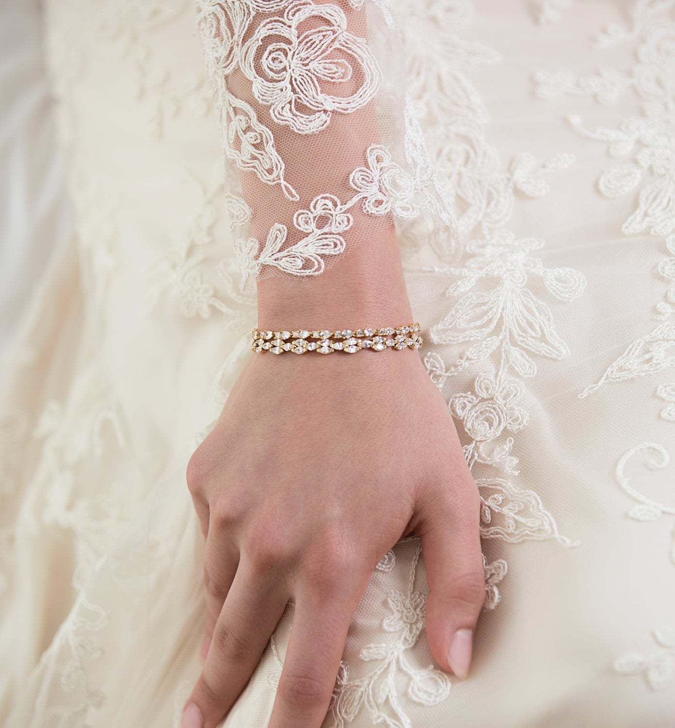Marquise Deco & Mosaic Crystal Tennis 18K White Gold Bracelets | Mix Mix Style [Hot Seller]-Mix MIx Style