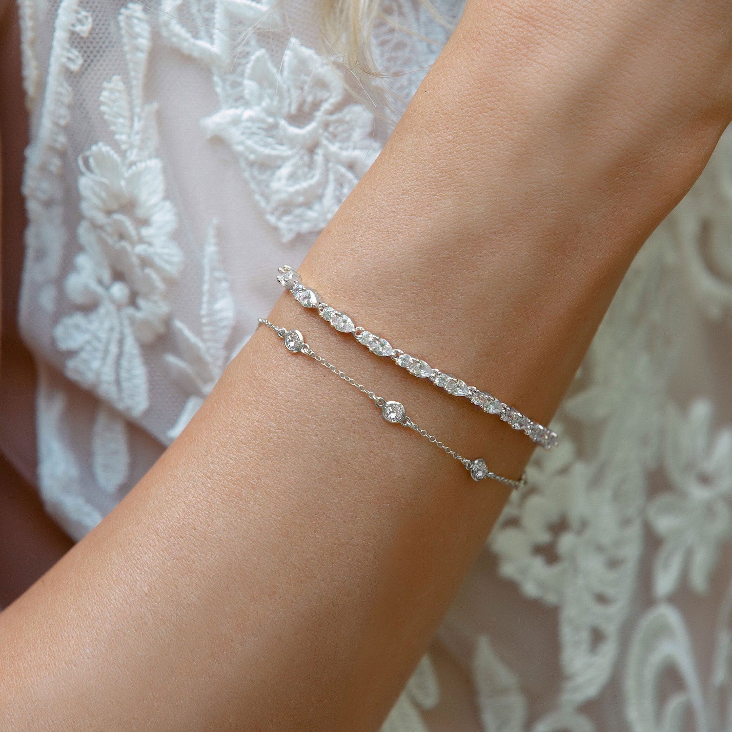 Mosaic Crystal Tennis 18K White Gold Bracelet | Mix Mix Style [Hot Seller]-Mix MIx Style