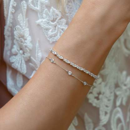 Crystal Chain 18K White Gold Bracelet | Mix Mix Style [Hot Seller]-Mix MIx Style