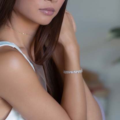 Mosaic Crystal Tennis 18K White Gold Bracelet | Mix Mix Style [Hot Seller]-Mix MIx Style