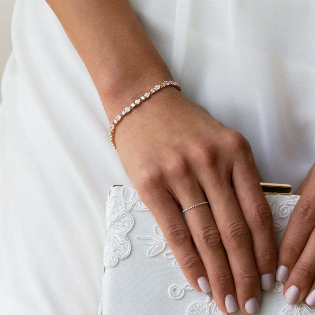 Regal Petite & Mosaic Tennis 18K Rose Gold Plated Bracelets Set | Mix Mix Style [Hot Seller]-Mix MIx Style