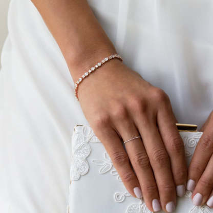 Regal Petite & Mosaic Tennis 18K Rose Gold Plated Bracelets Set | Mix Mix Style [Hot Seller]-Mix MIx Style