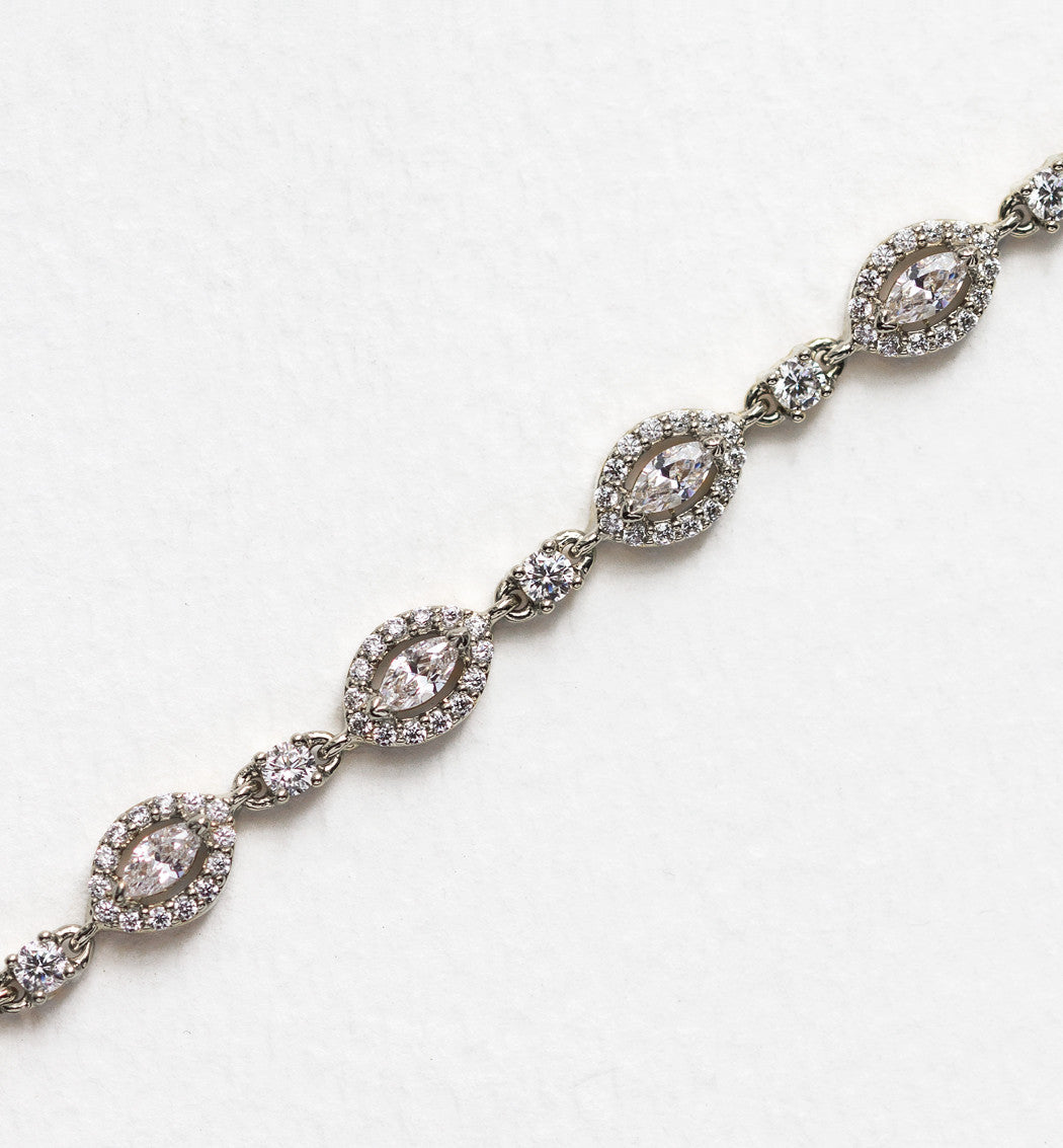 Daisy Marquise Tennis 18K White Gold Bracelet | Mix Mix Style [Hot Seller]-Mix MIx Style
