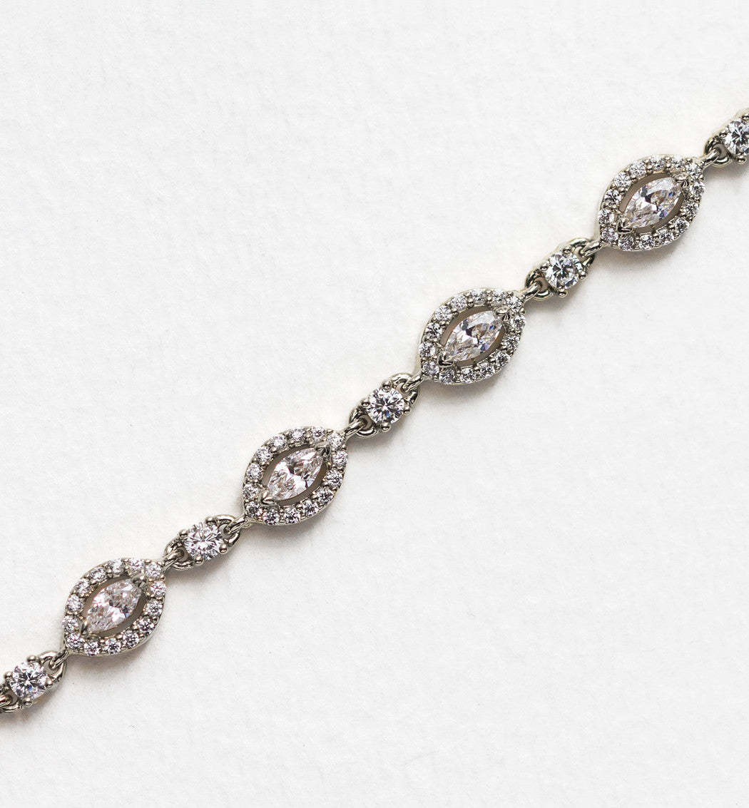 Daisy Marquise Tennis 18K White Gold Bracelet | Mix Mix Style [Hot Seller]-Mix MIx Style