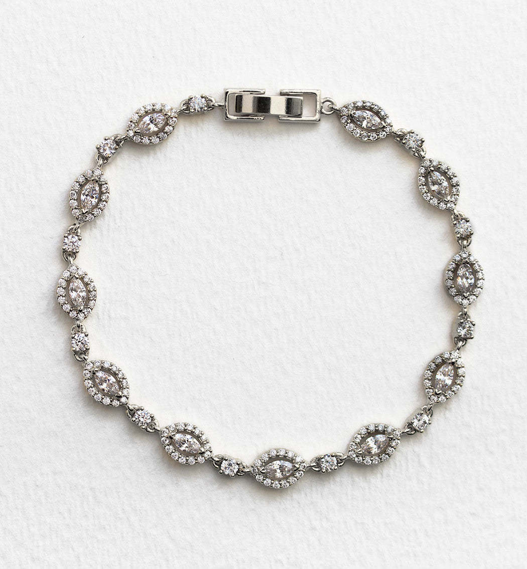 Daisy Marquise Tennis 18K White Gold Bracelet | Mix Mix Style [Hot Seller]-Mix MIx Style