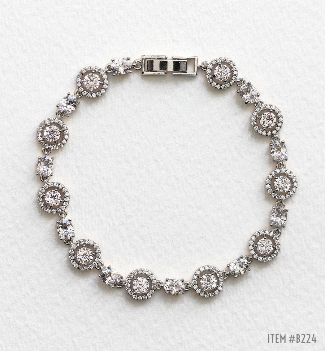 Sophia Halo Moissanite & Regal Tennis 18K White Gold Bracelets | Mix Mix Style [Hot Seller]-Mix MIx Style
