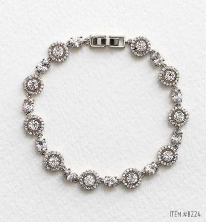 Sophia Halo Moissanite & Regal Tennis 18K White Gold Bracelets | Mix Mix Style [Hot Seller]-Mix MIx Style