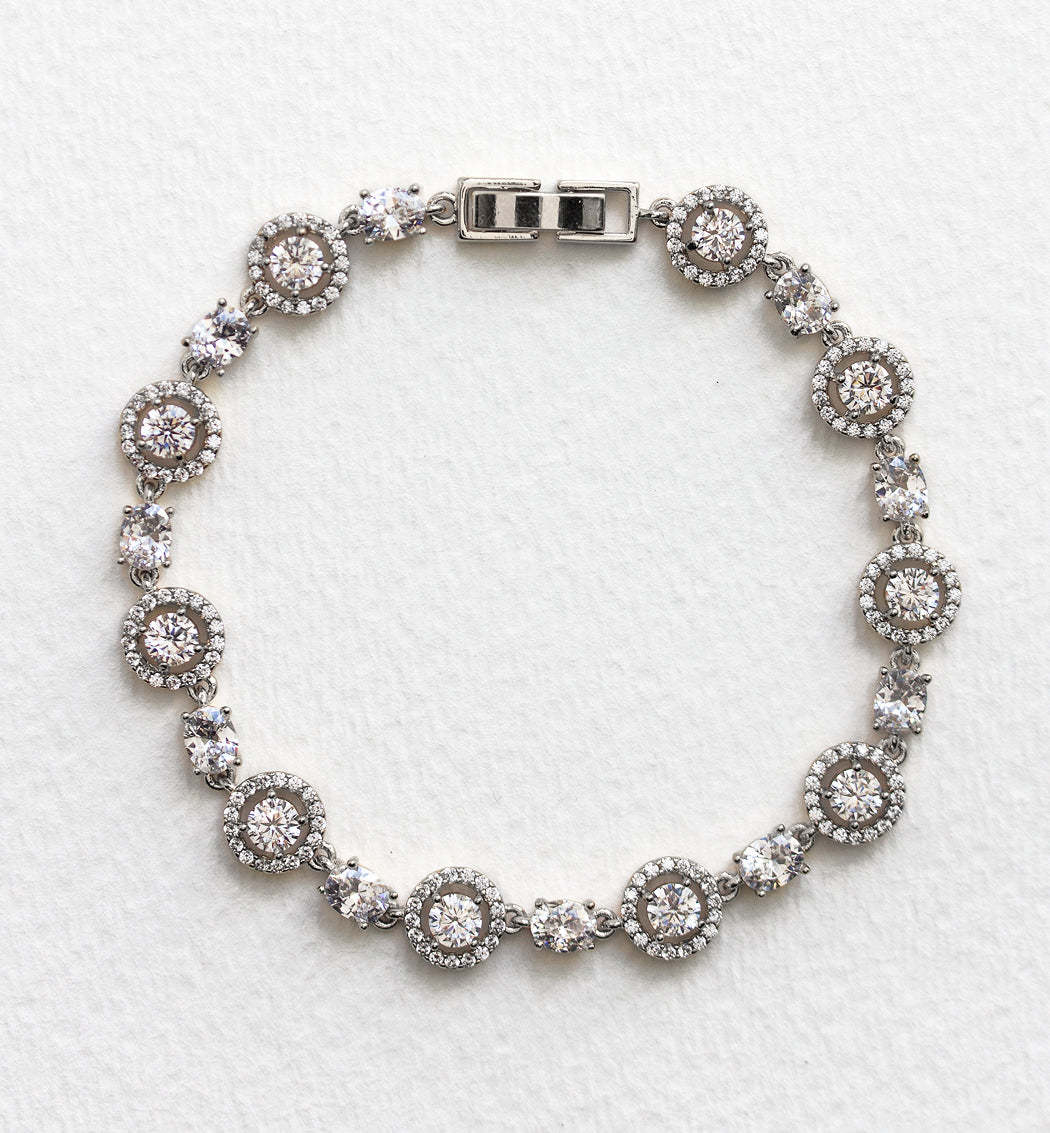 Halo 18K White Gold Tennis Bracelet | Mix Mix Style [Hot Seller]-Mix MIx Style