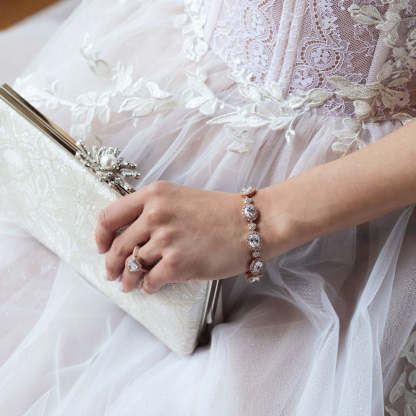 Ovali Halo 18K White Gold Bracelet | Mix Mix Style [Hot Seller]-Mix MIx Style