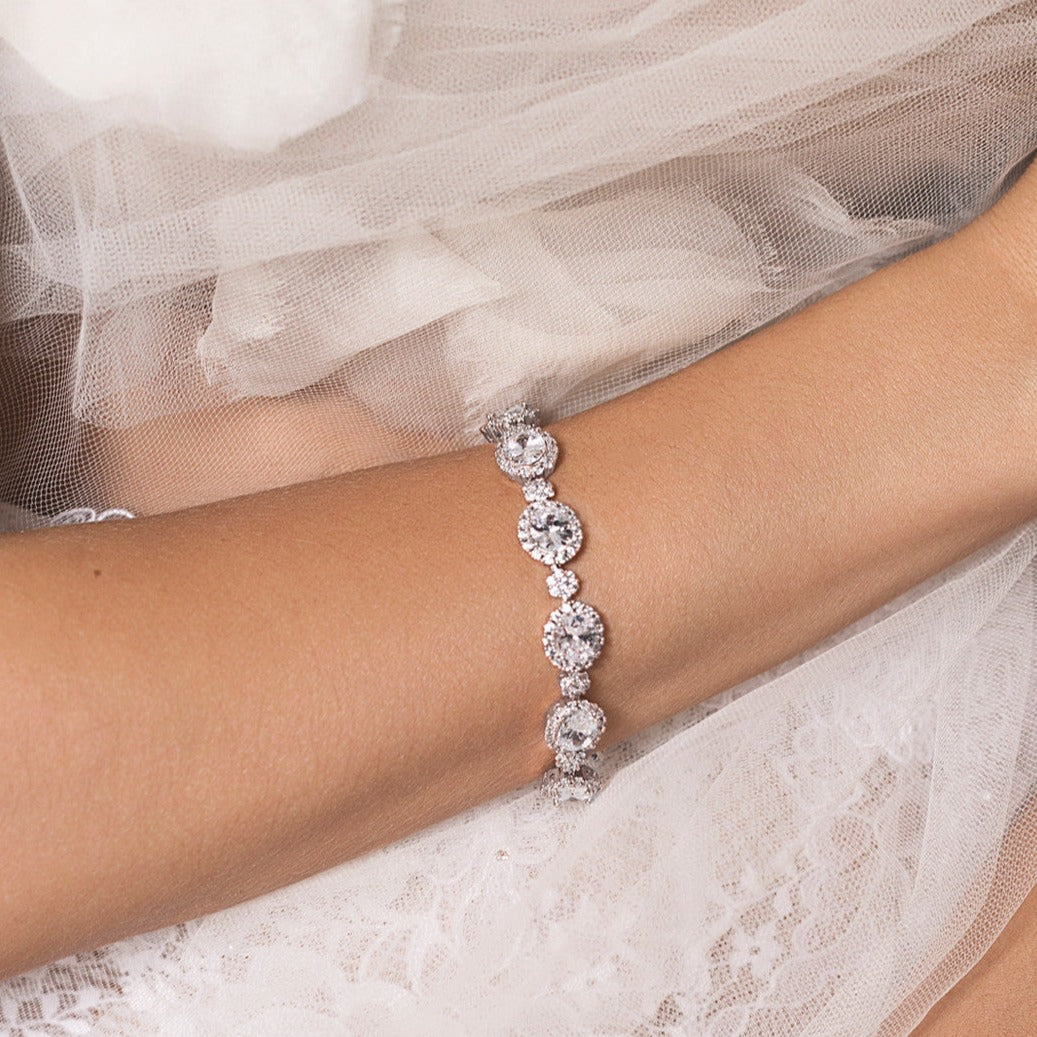 Ovali Halo 18K White Gold Bracelet | Mix Mix Style [Hot Seller]-Mix MIx Style