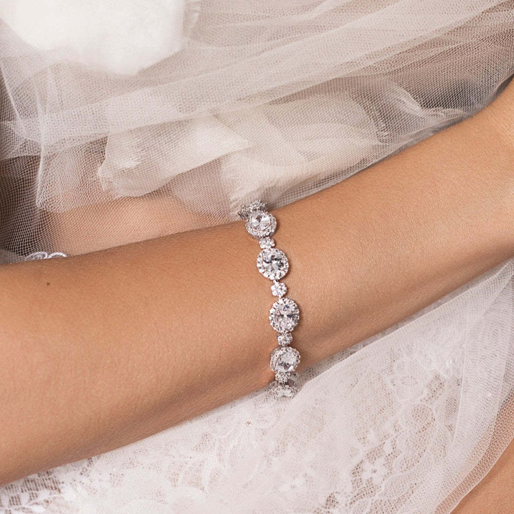 Ovali Halo 18K White Gold Bracelet | Mix Mix Style [Hot Seller]-Mix MIx Style