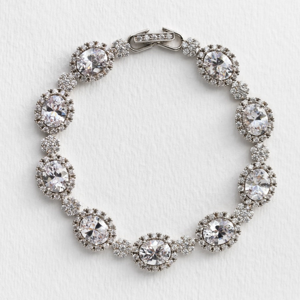 Ovali Halo 18K White Gold Bracelet | Mix Mix Style [Hot Seller]-Mix MIx Style