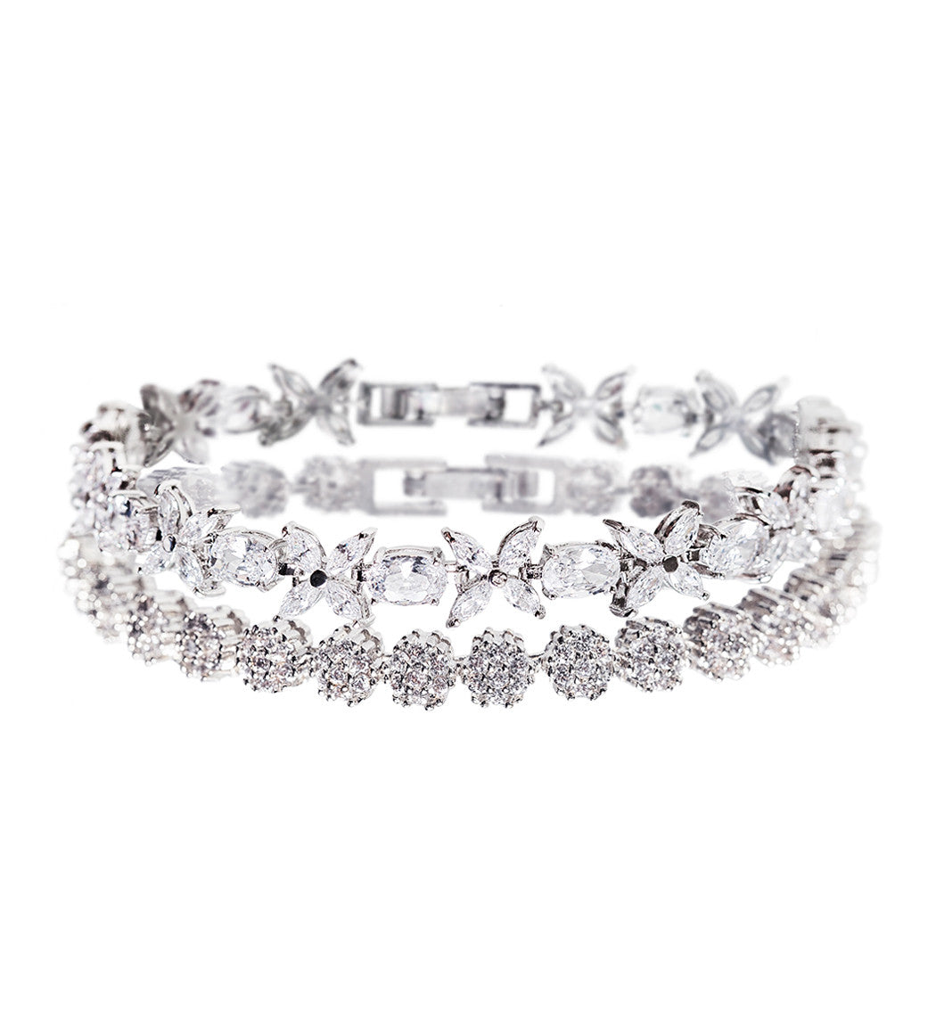 Fleur & Daisy Eternity Tennis 18K White Gold Bracelets | Mix Mix Style [Hot Seller]-Mix MIx Style