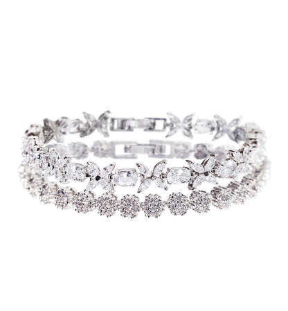 Fleur & Daisy Eternity Tennis 18K White Gold Bracelets | Mix Mix Style [Hot Seller]-Mix MIx Style
