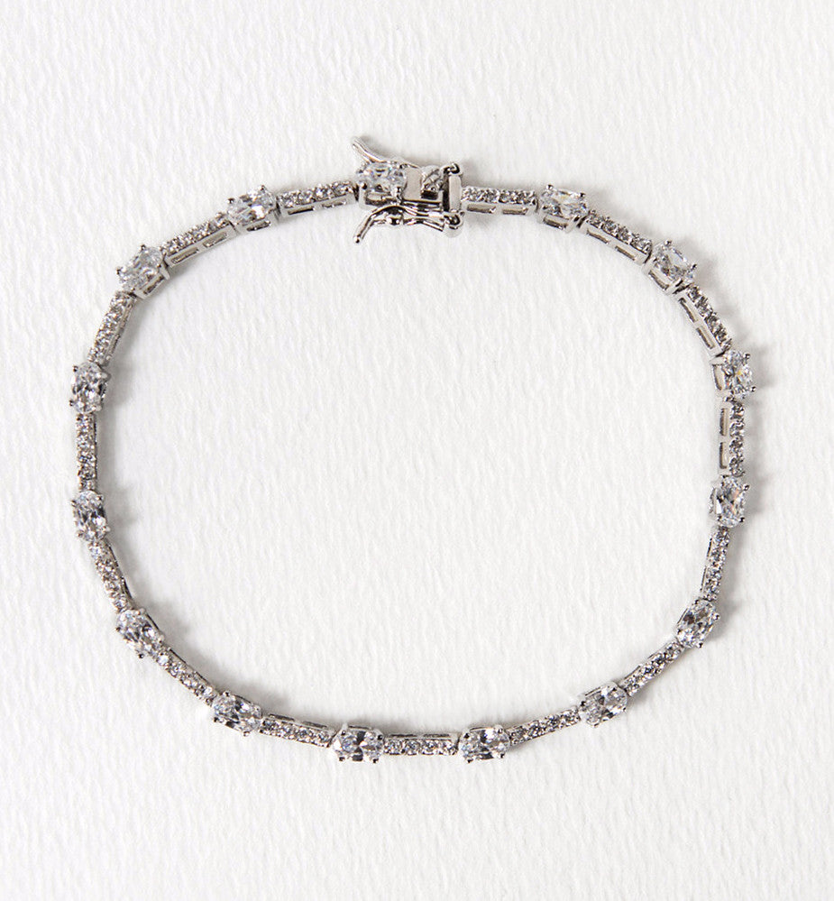 Classic Oval Tennis 18K White Gold Bracelet | Mix Mix Style [Hot Seller]-Mix MIx Style